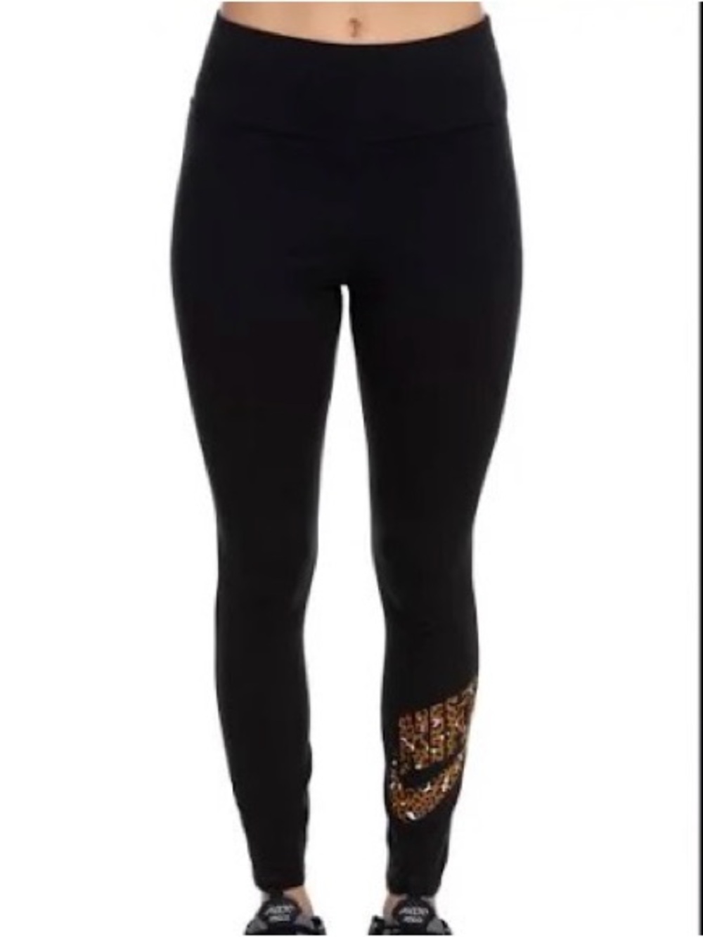 Nike Black Leggings with Leopard Print Swoosh